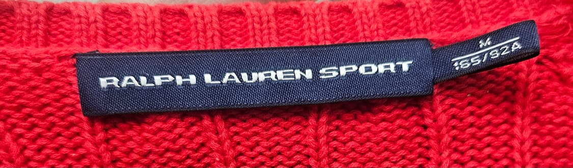 (90~95)M☆초대장급☆랄프로렌폴로스포츠 케이블꽈베기 [레드]브이넥니트 상품이미지2
