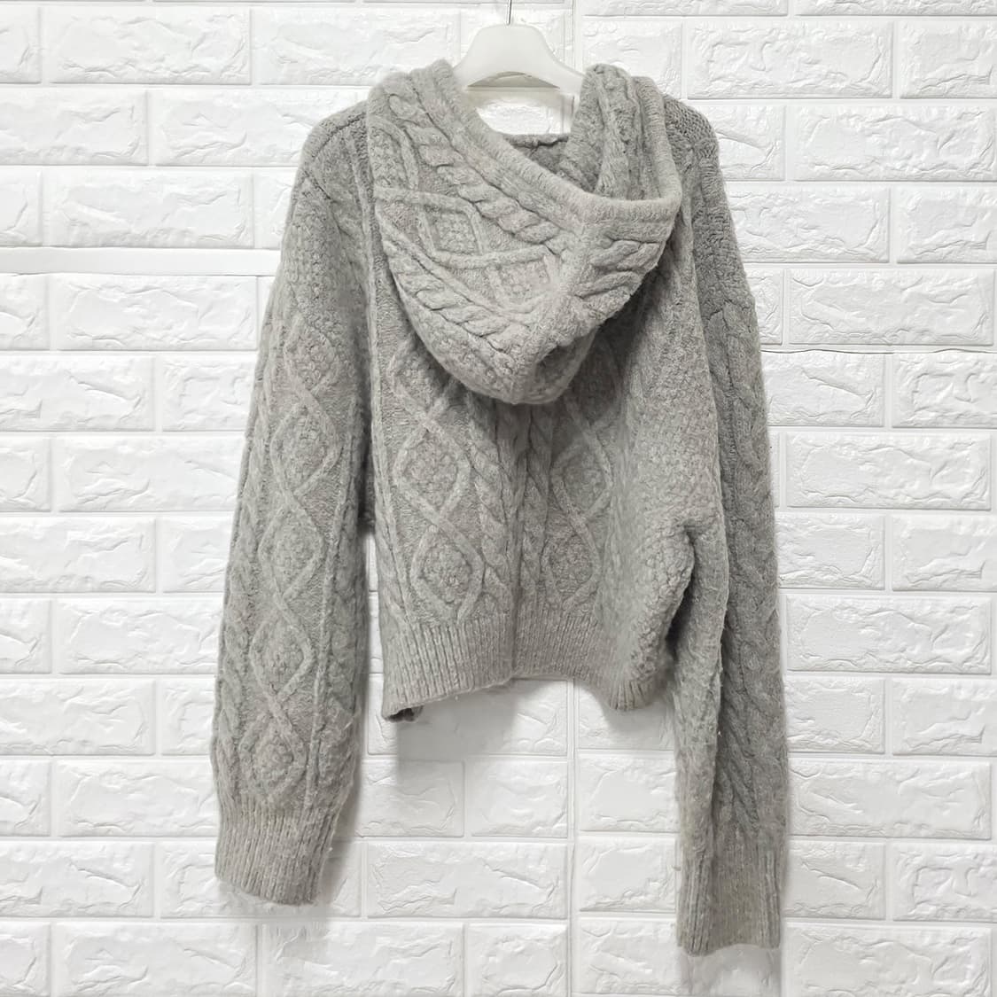 택포) Lee 꽈배기 니트 후드집업 S 상품이미지4