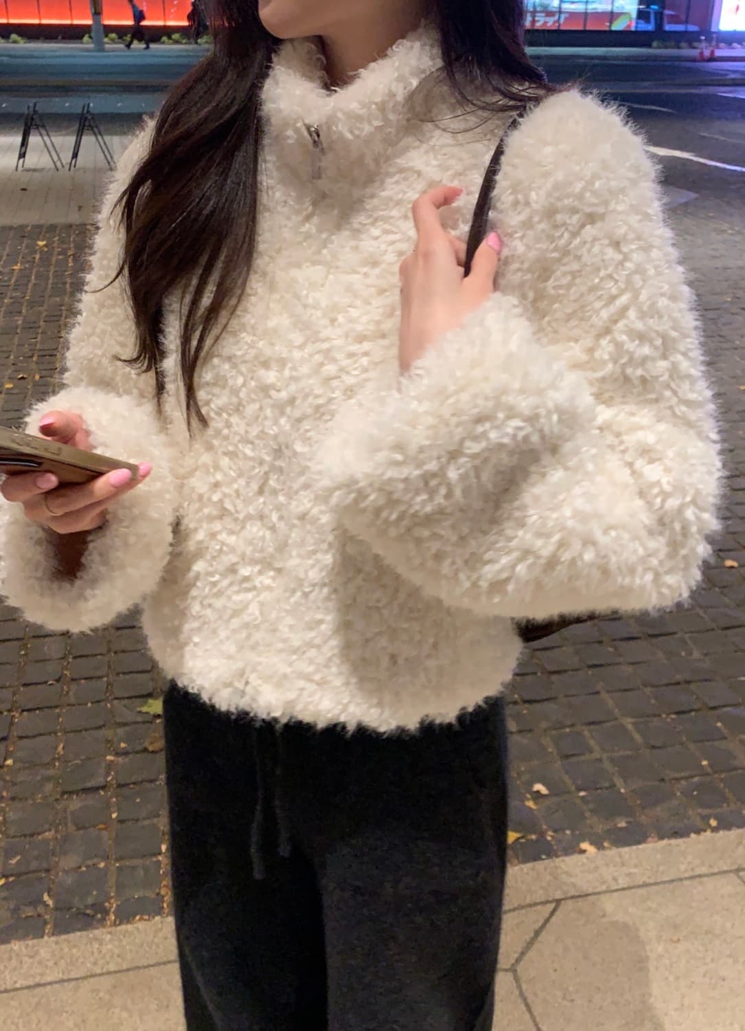 오브제스트 Soft Bloom Raccoon Knit Jogger 차콜 상품이미지5