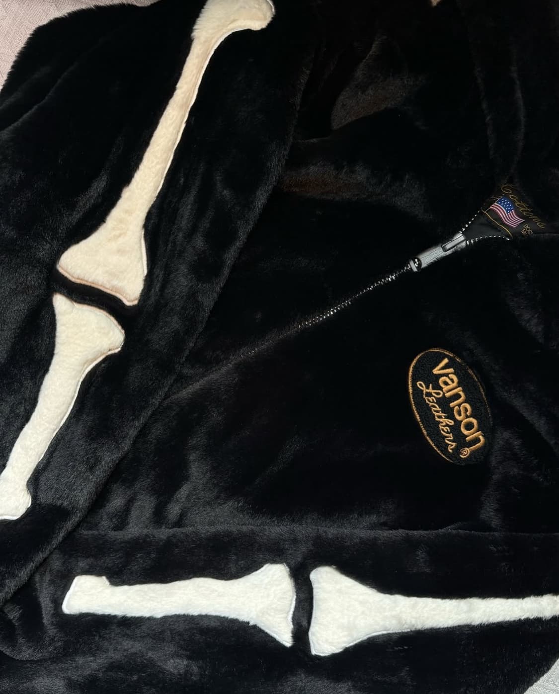 VANSON Leathers bone fur hoodie 상품이미지3