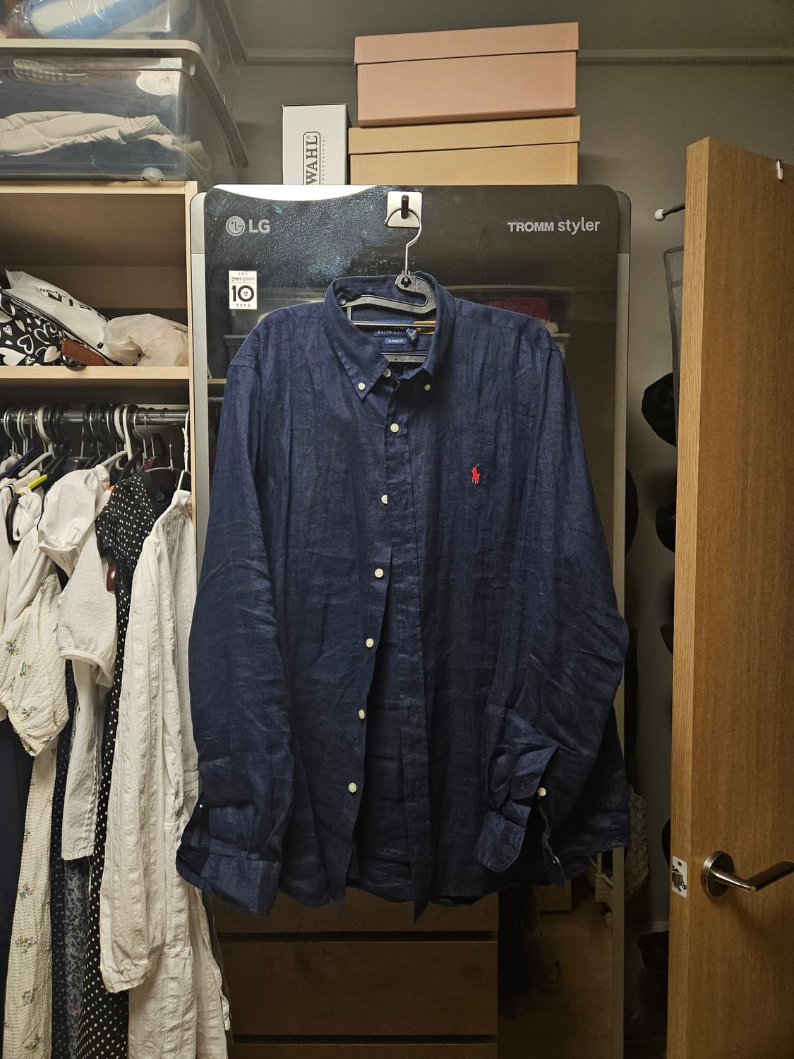 폴로 랄프로렌 새상품 린넨셔츠 네이비 상품이미지1