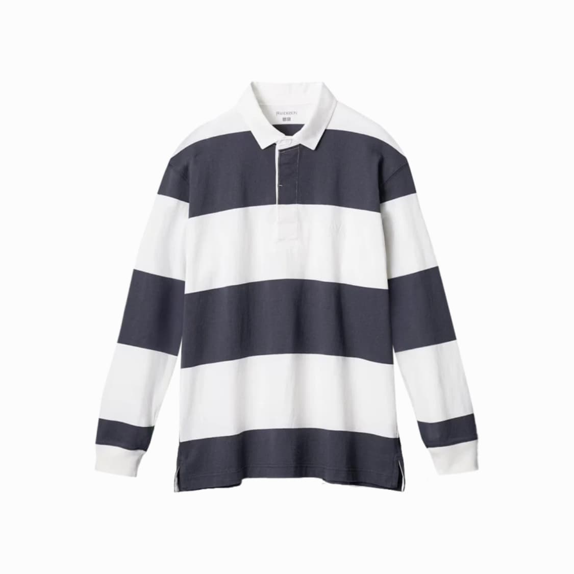 유니클로 x JW 앤더슨 오버사이즈 러거 스트라이프 폴로 셔츠 네이비 상품이미지2