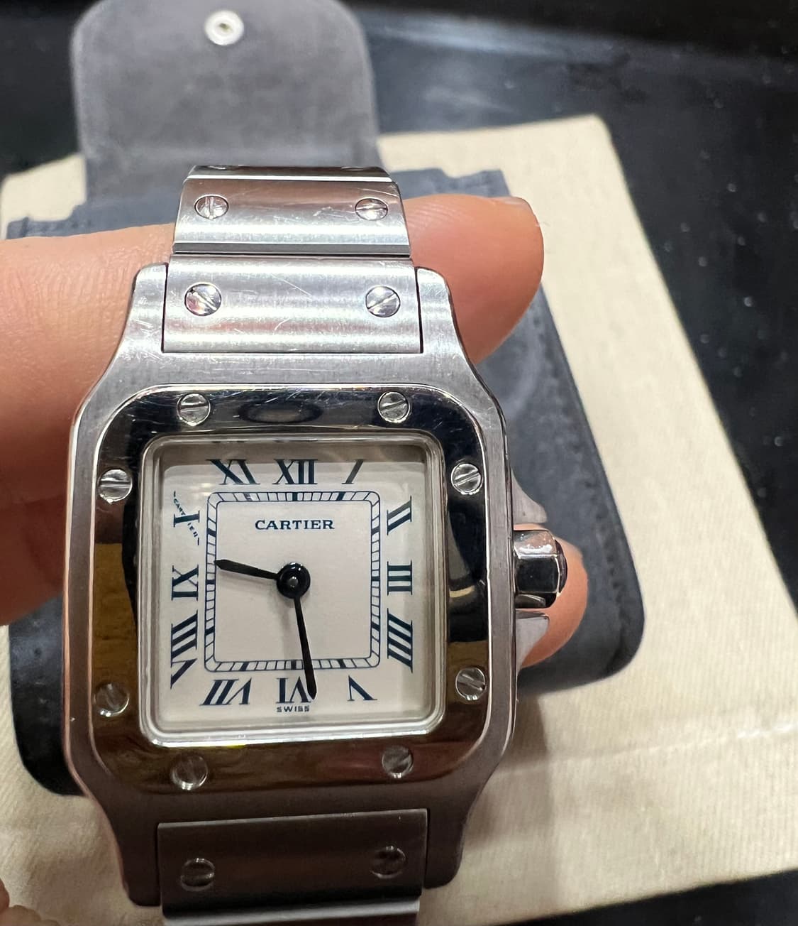 정품 까르띠에 산토스갈베 스틸스몰 블루 인덱스쿼츠)가격고정 상품이미지2