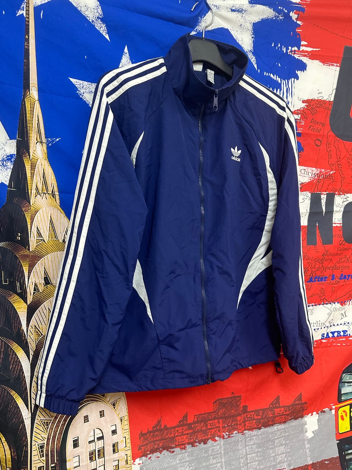 s급 아디다스 네이비 바켄바우어 오버핏 바람막이 L100 상품이미지3