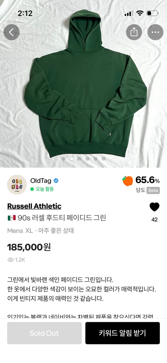 90s 러셀 페이디드 그린 후디 상품이미지9