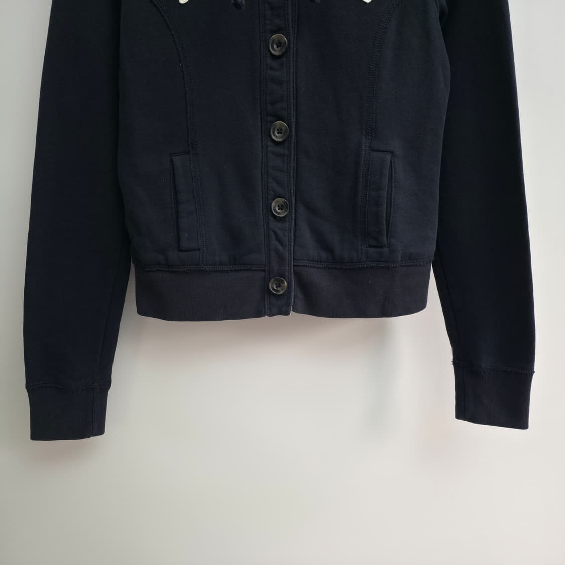 [S] 아베크롬비  뽀글이 버튼 후드 집업 네이비 상품이미지3