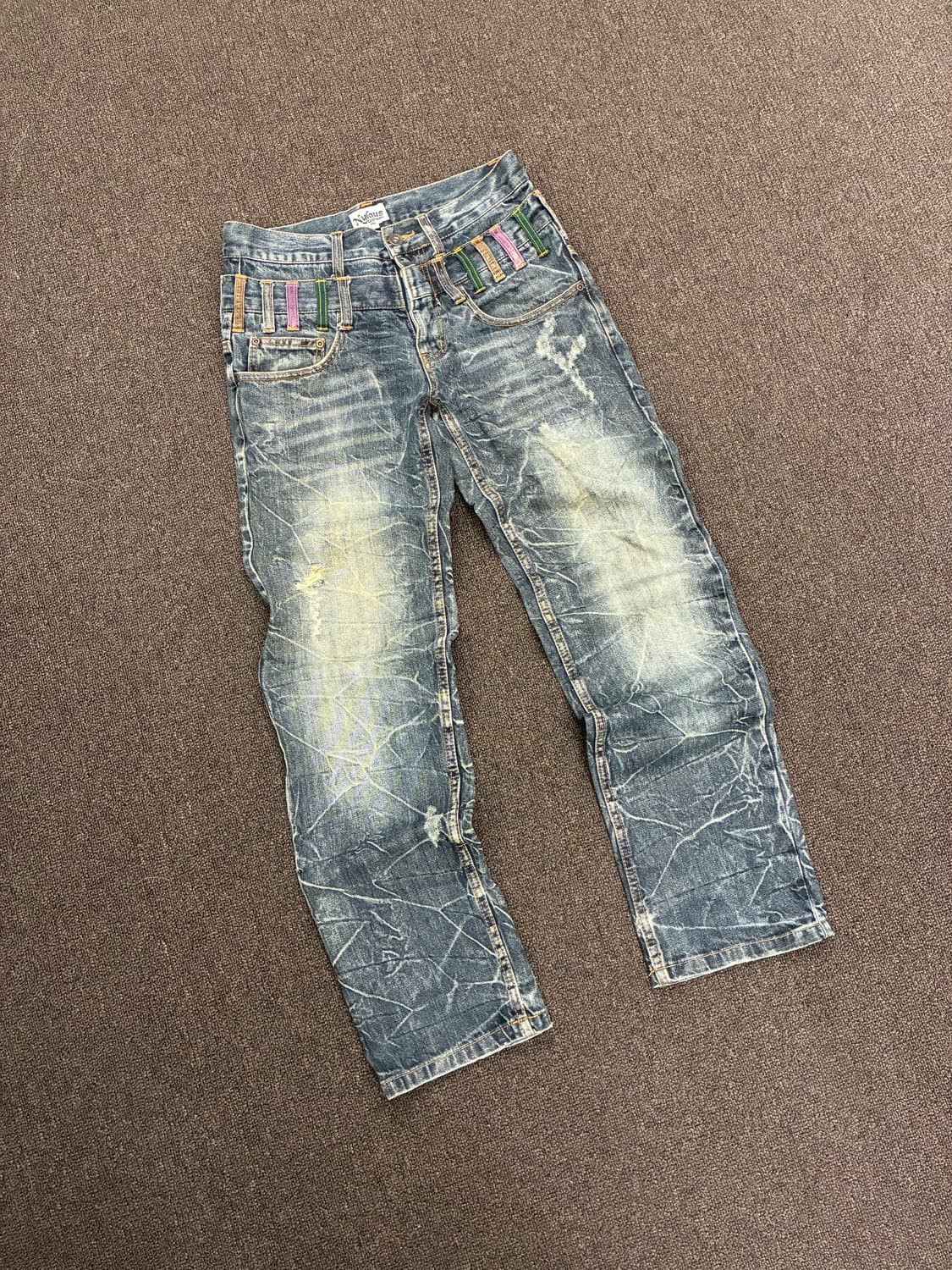 76)NYLAUS clothing 빈티지 레이어드 워싱 데님팬츠 상품이미지5