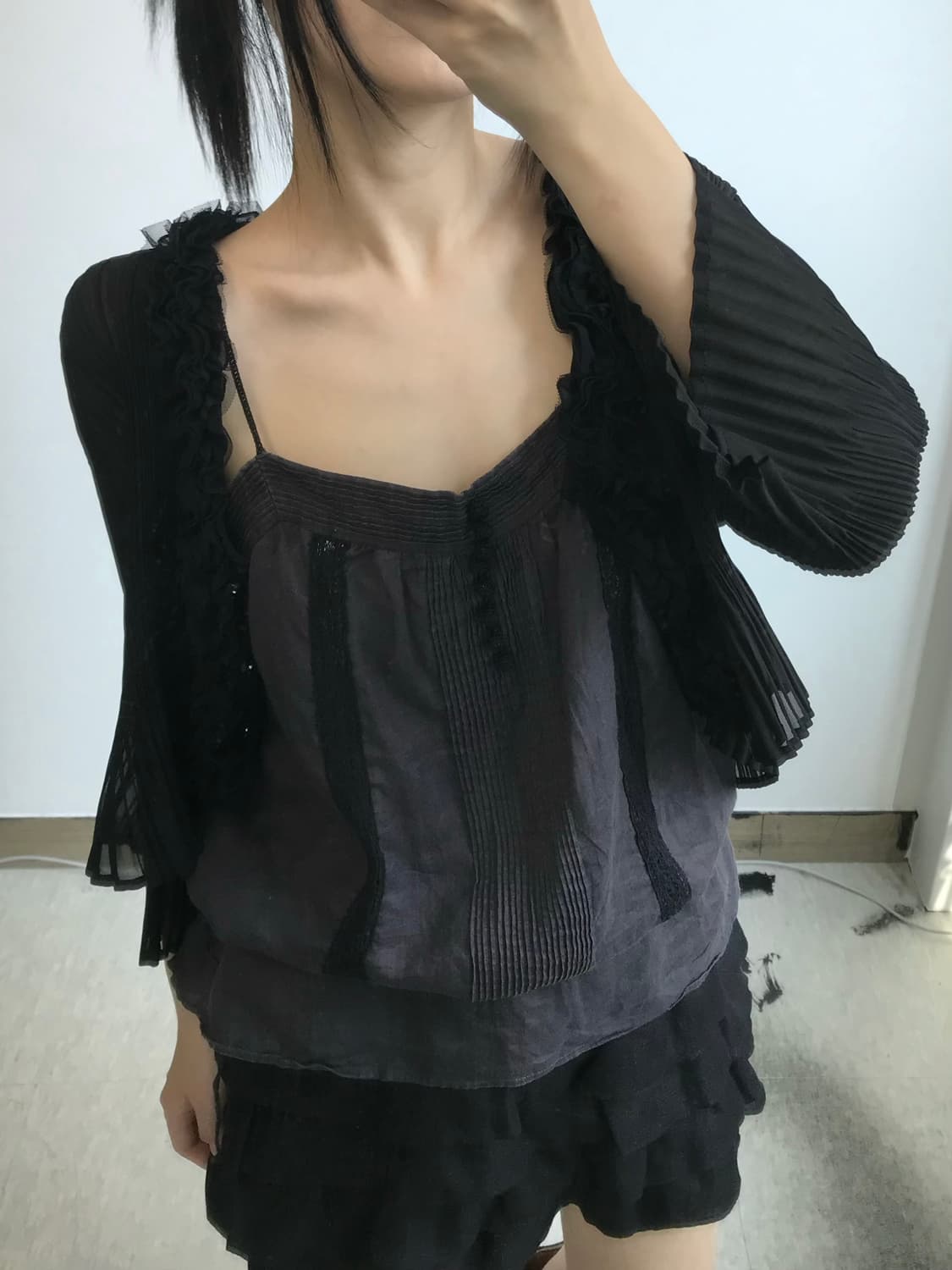 빈티지 프릴 플리츠 가디건 상품이미지1