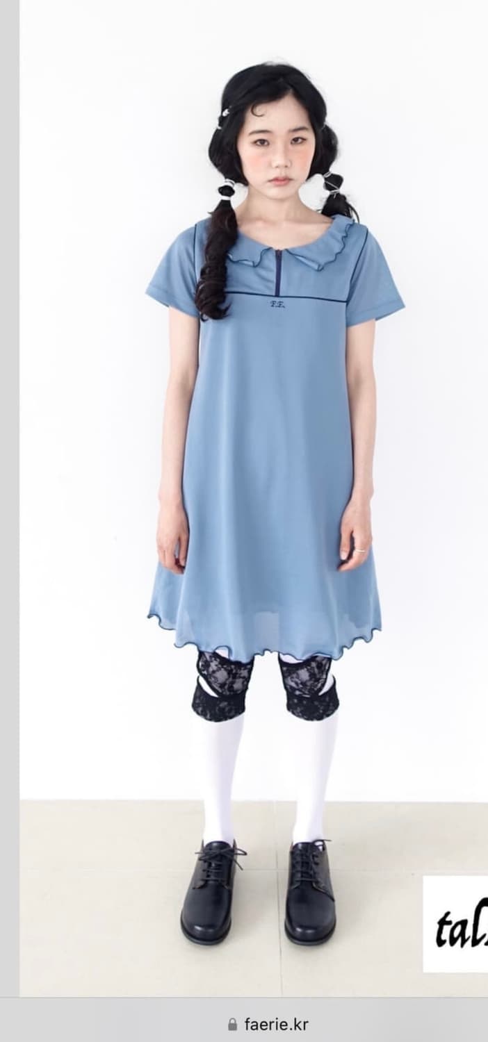 샵페어리 mesh lining babydoll dress (blue) 상품이미지1