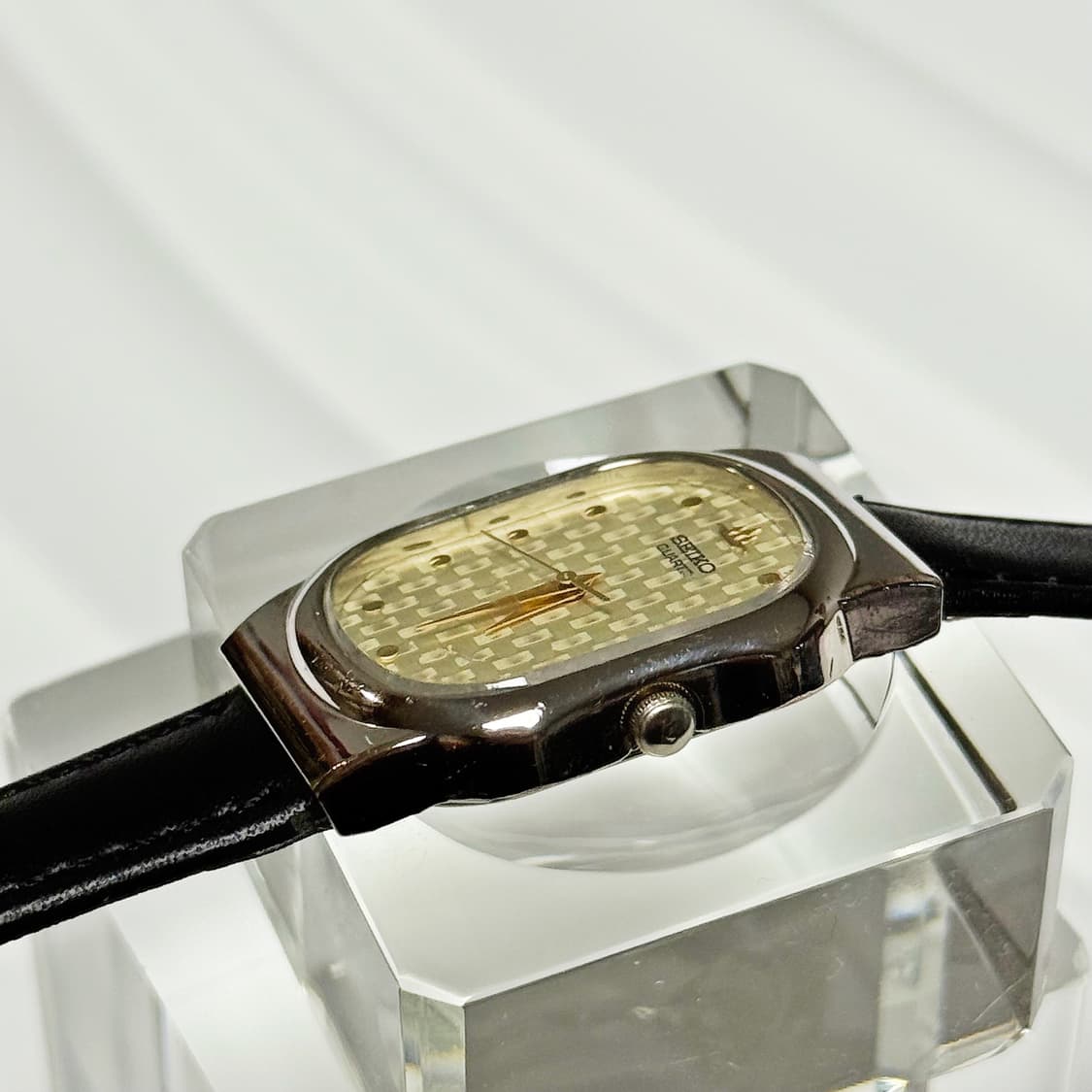 80s 빈티지 세이코 위빙 텍스처 다이얼 웨이브 케이스 워치 상품이미지7