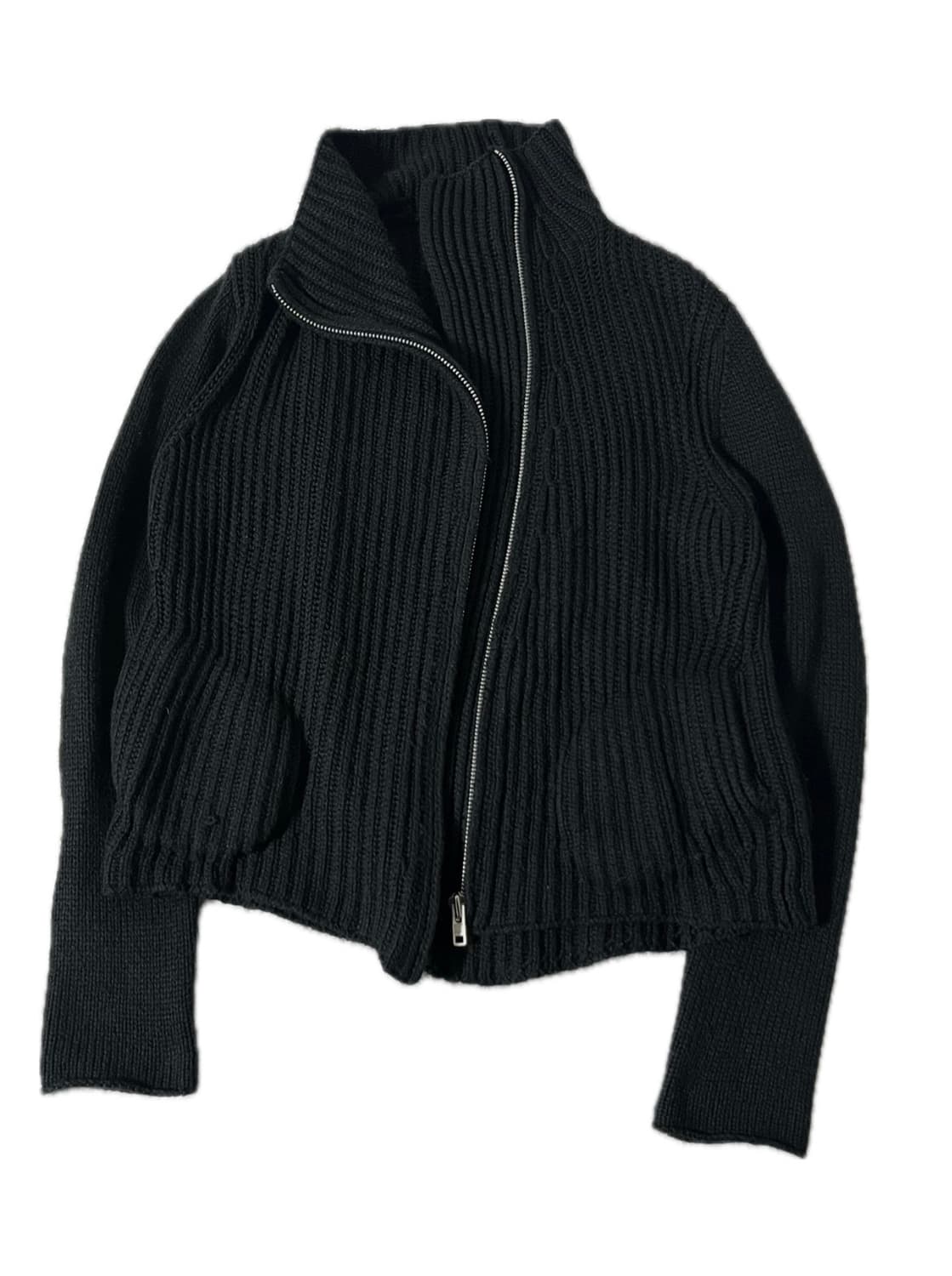 헬무트랭 니트 사선 지퍼 집업 가디건 상품이미지1