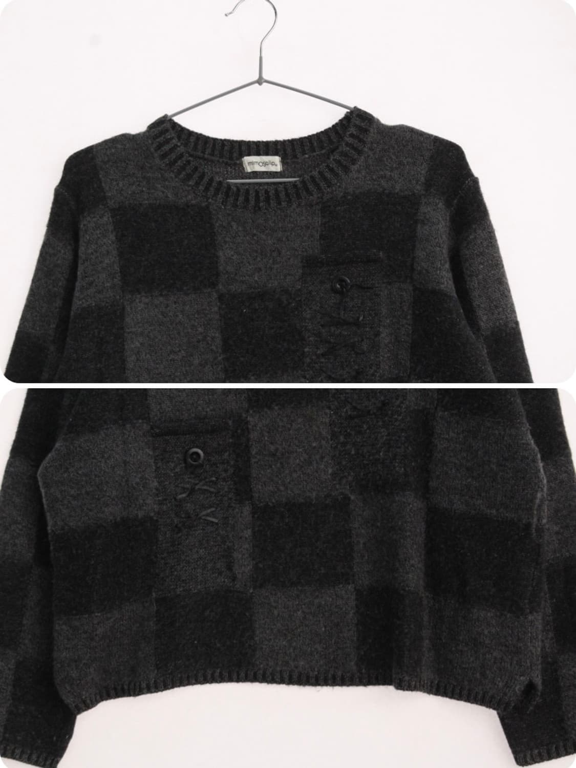 체크보드 무늬 크롭 빈티지 니트 상품이미지2