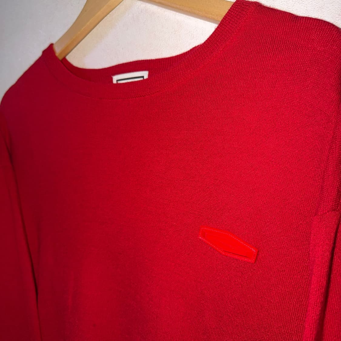 우영미 오버핏 로고 니트 다크레드 50 (남성 100-105정도) 상품이미지5