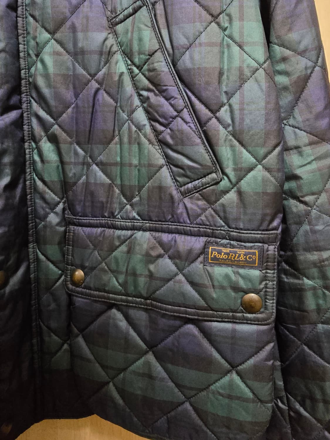 폴로 랄프로렌 바이커 퀼팅 자켓 L 블랙워치 (블랙와치) 상품이미지4