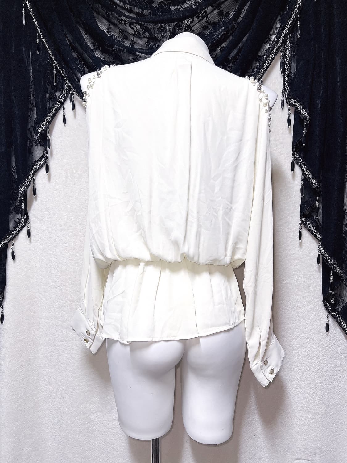 잉그니 진주 숄더트임 쉬폰블라우스 셔츠 튜닉 로맨틱갸루 히메 로걀탑 핀터 상품이미지7