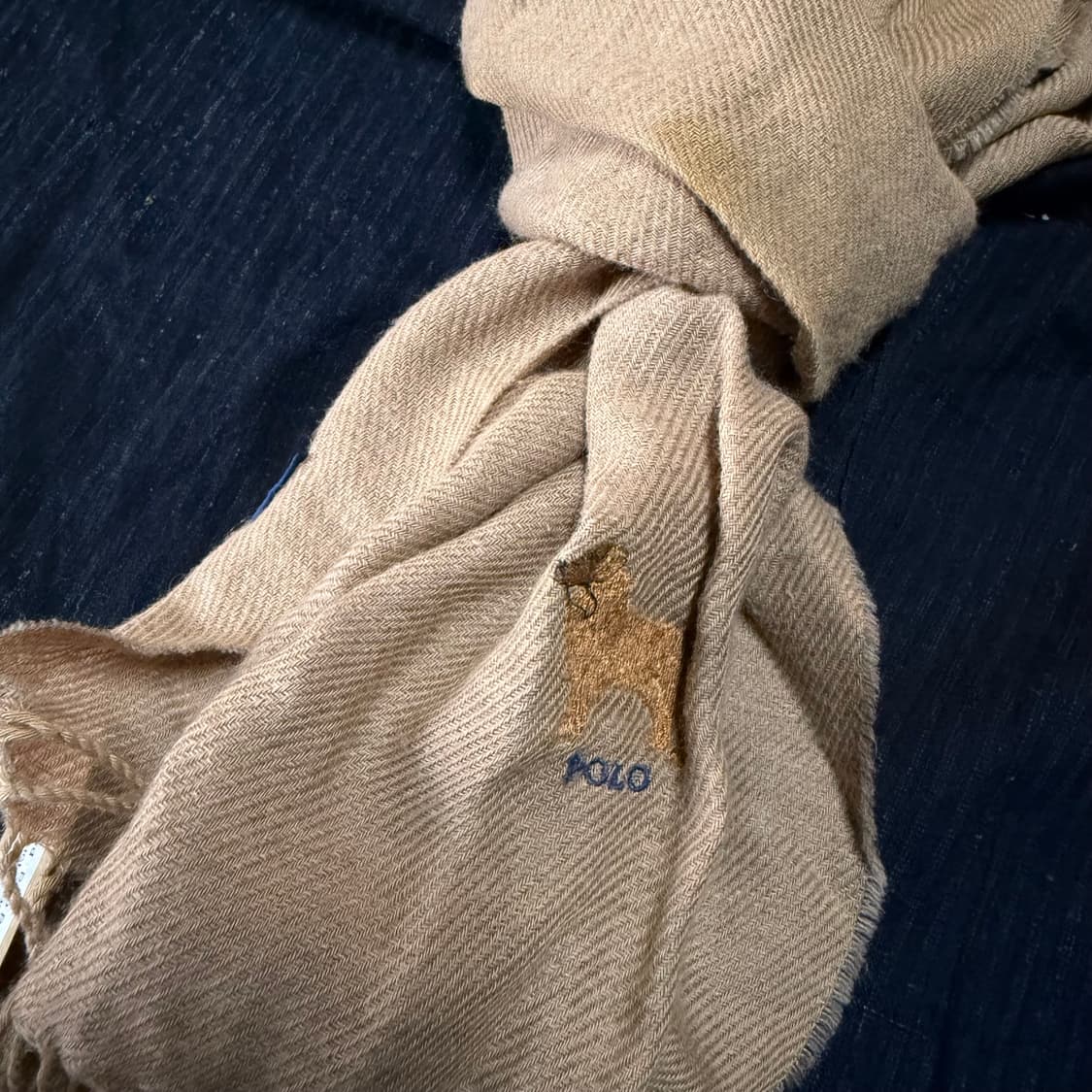 폴로 랄프로렌 도그 자수 울/코튼 머플러 상품이미지2