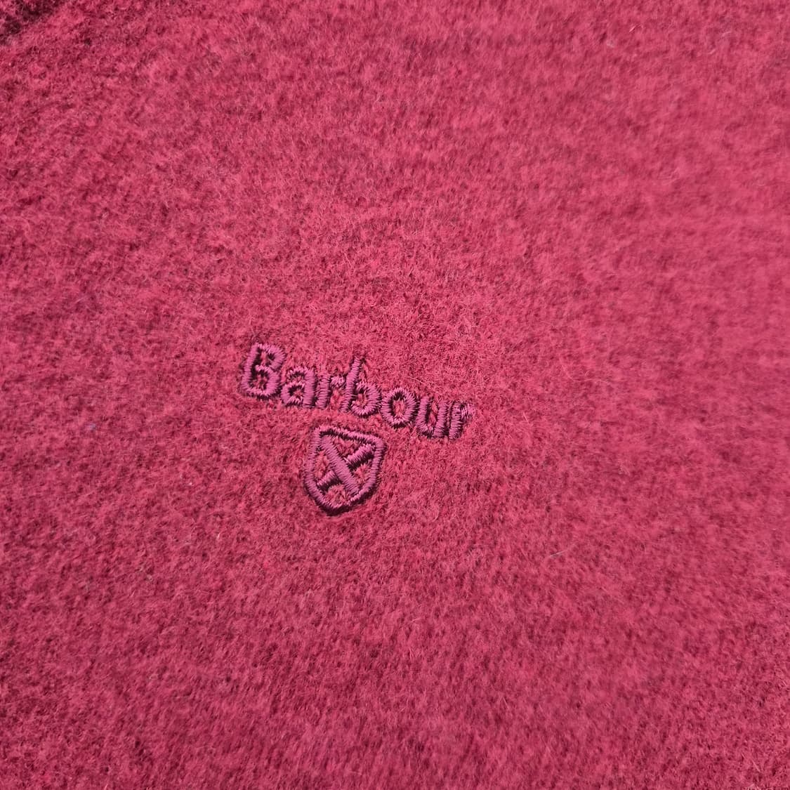 바버 V넥 니트 스웨터 버건디 남녀공용 L 상품이미지3