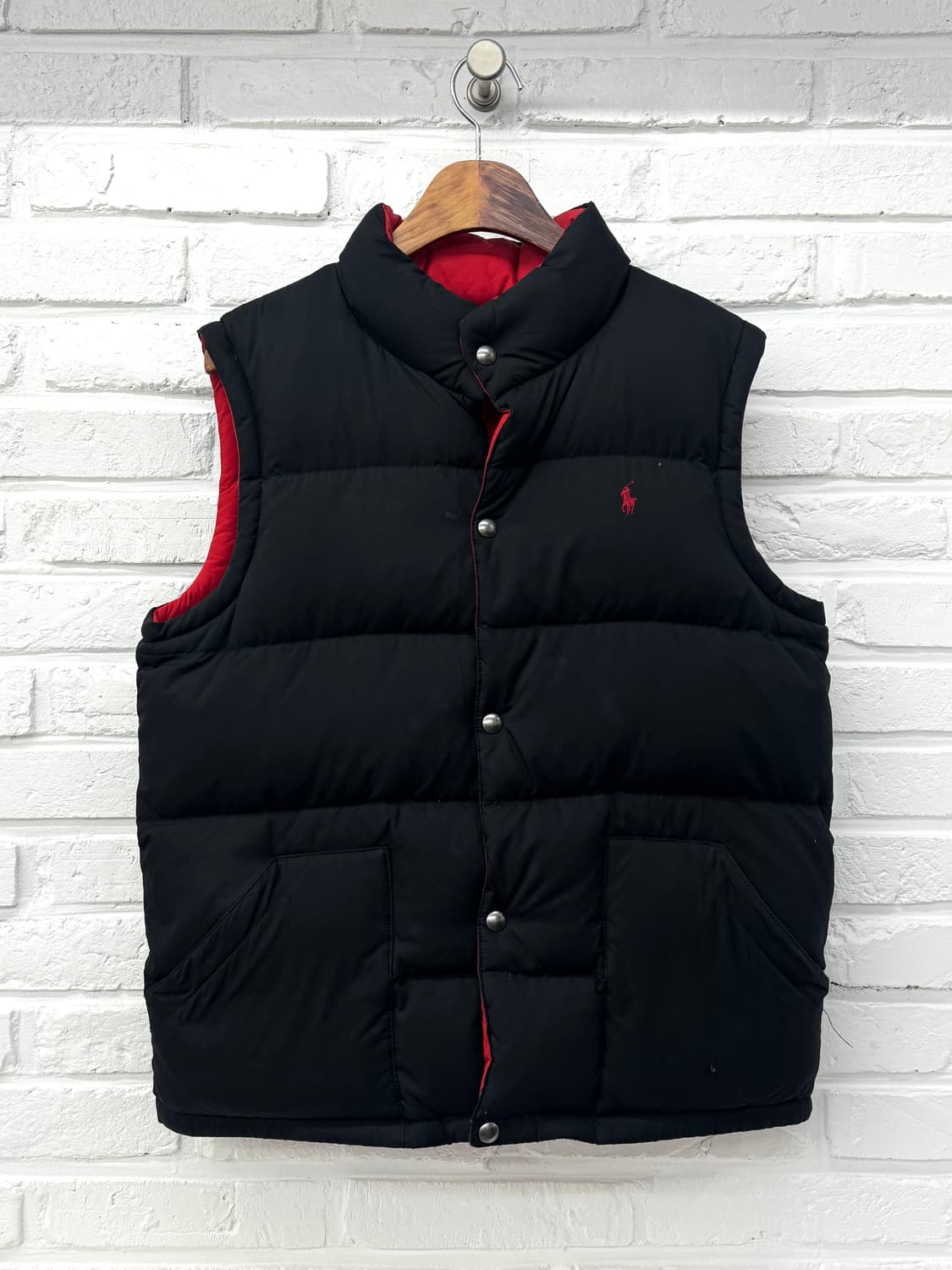 폴로 레드 블랙 리버시블 패딩조끼 상품이미지4