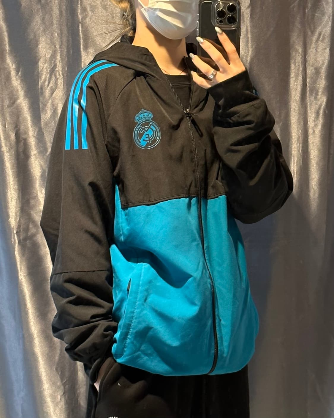 L 아디다스 레알마드리드 블루블랙 바람막이 상품이미지1