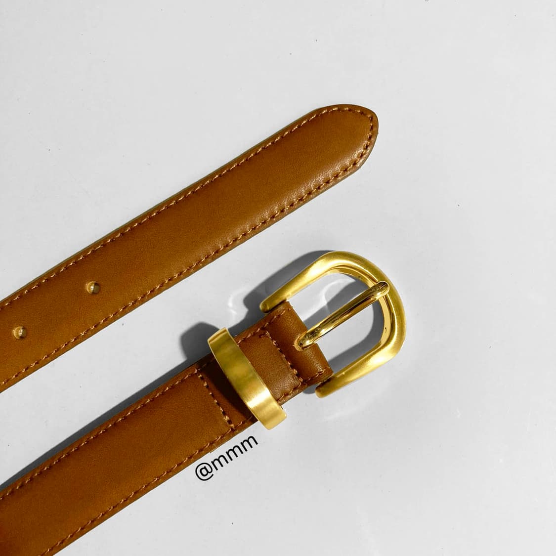[Unisex]골드링 이태리 가죽 벨트 카멜 상품이미지3
