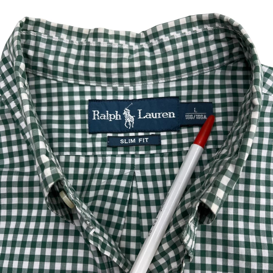 폴로 랄프로렌 퍼플포니 체크무늬 그린 셔츠 L 상품이미지5