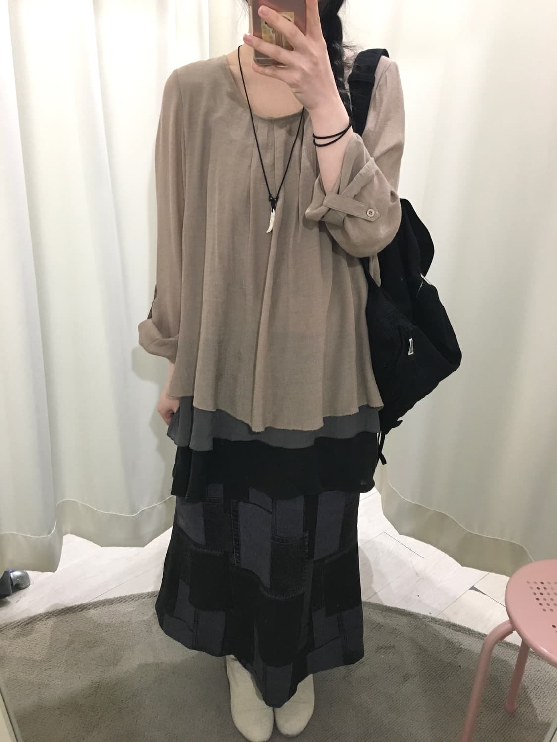 denim patch pattern skirt 상품이미지3