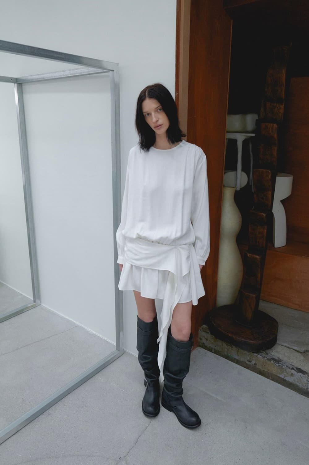 드롭 웨이스트 원피스 Drop Waist Dress Ivory  상품이미지4