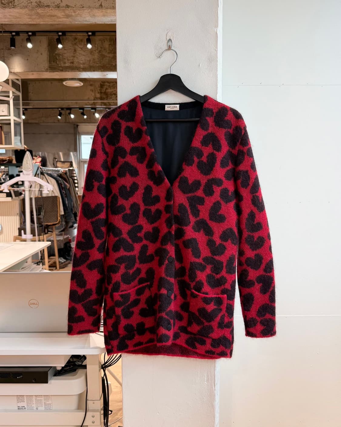 생로랑 레드 하트 레오파드 모헤어 가디건  상품이미지2