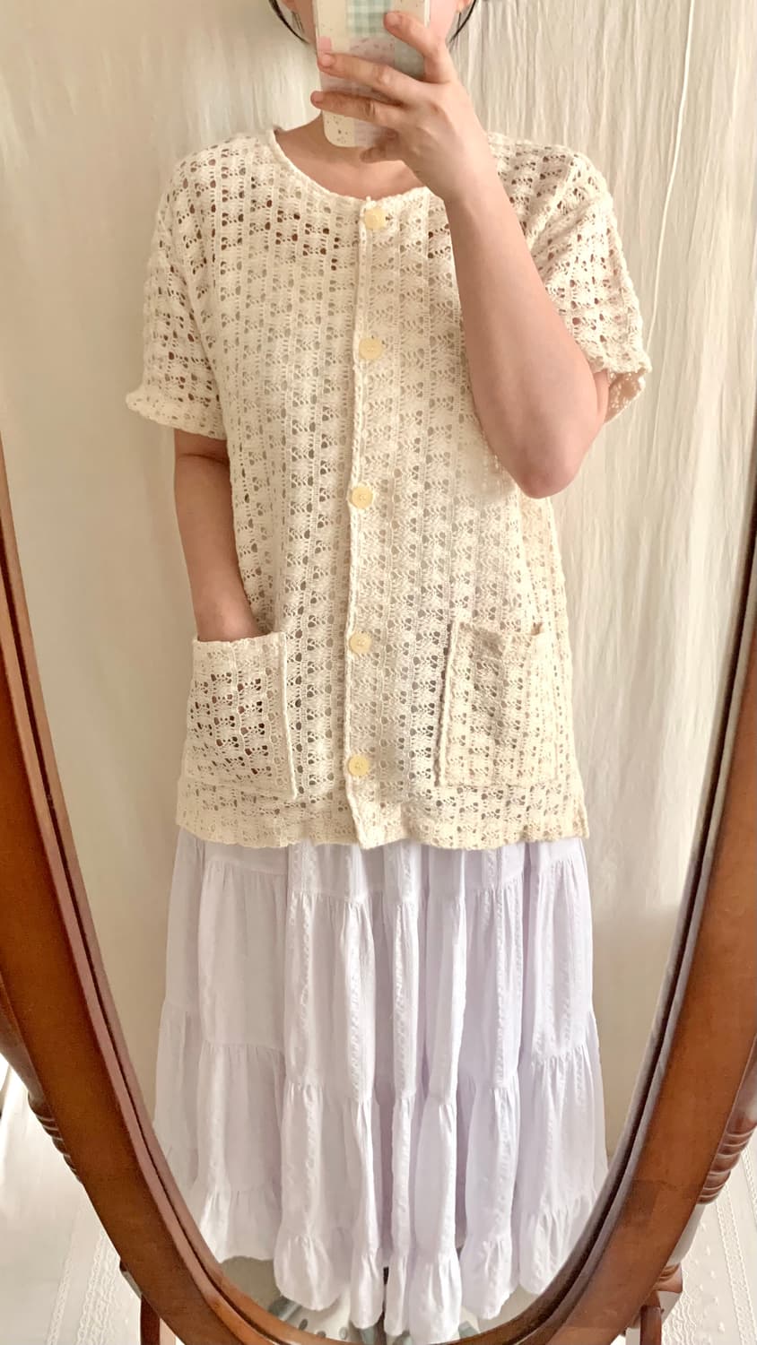 모리 크로쉐 반팔 가디건 상품이미지3