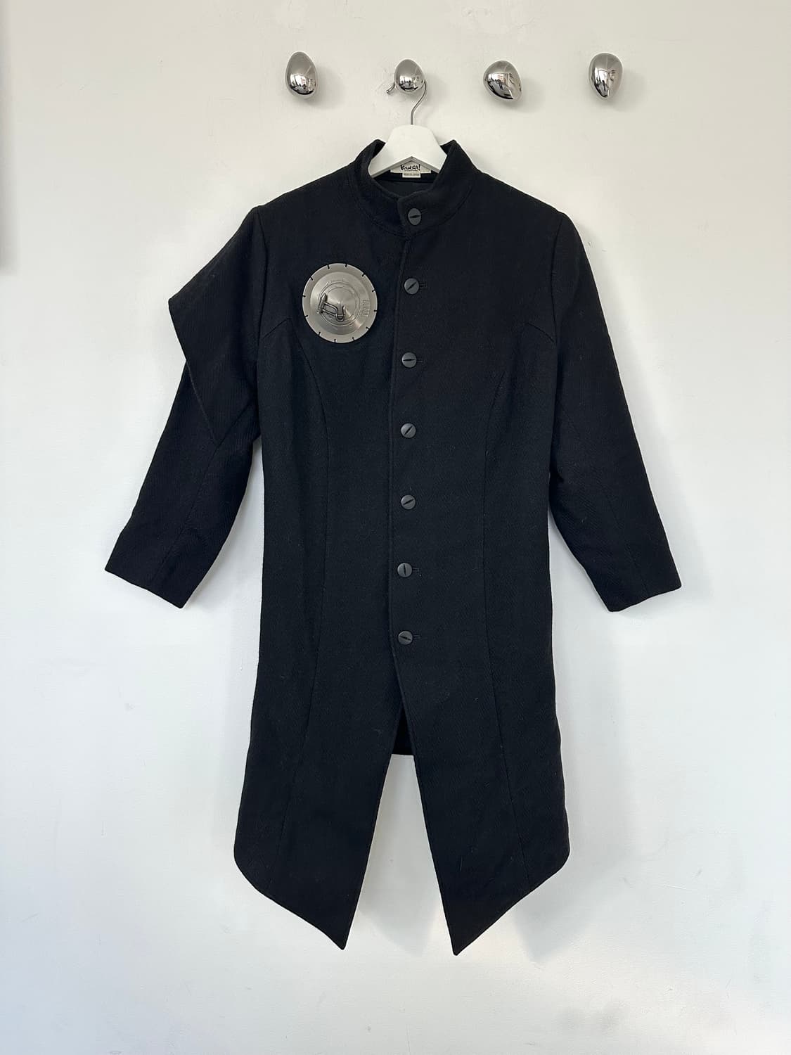 90s 칸사이 야마모토 메탈 오브제 울 코트 상품이미지5