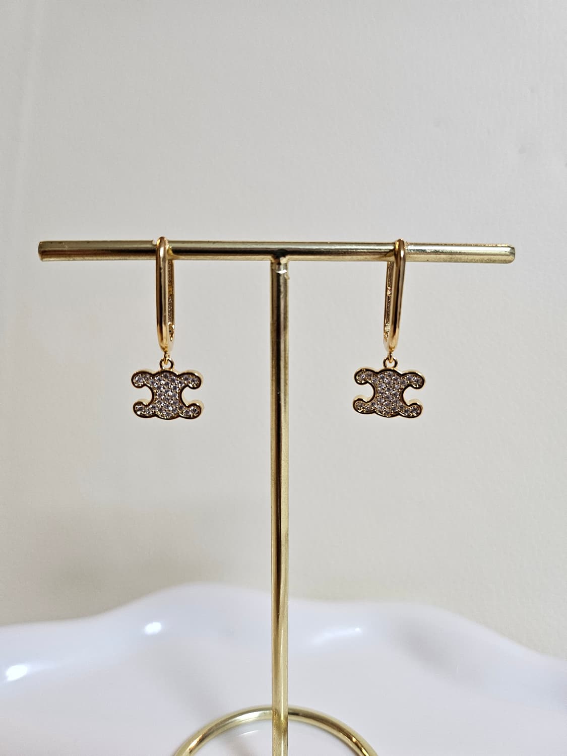 셀린느 라인스톤 트리옹프 원터치 귀걸이 로즈골드 상품이미지2