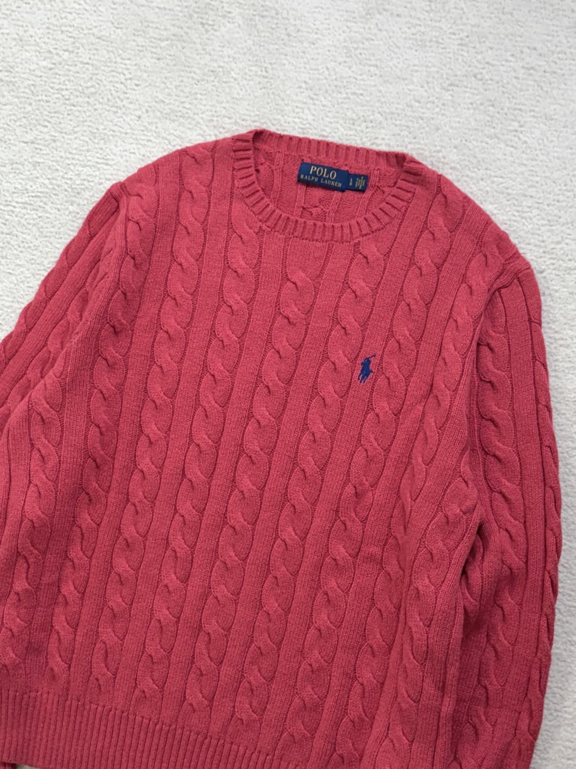 폴로 핑크 케이블 니트 상품이미지1