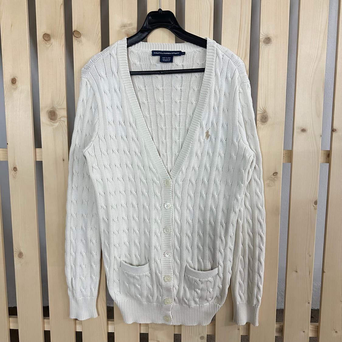 (S) 폴로 랄프로렌 크림 케이블 브이넥 니트 가디건 상품이미지1