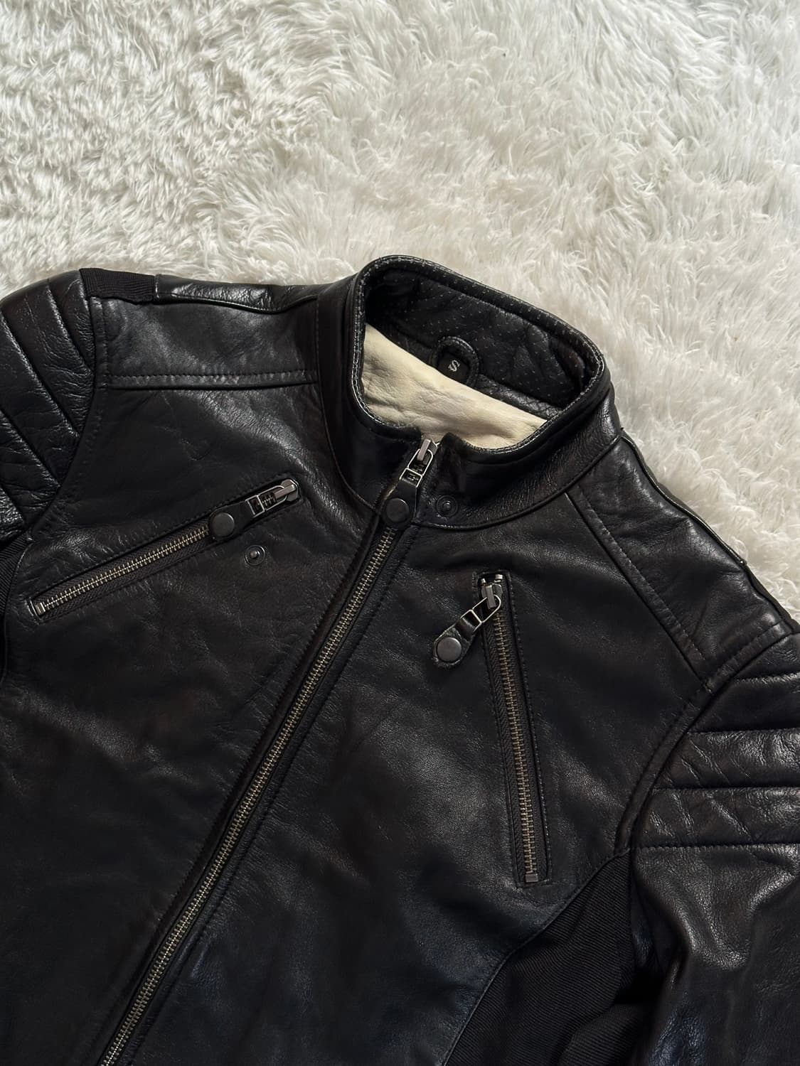 블랙카페런던 가죽 라이더 자켓 S 상품이미지3