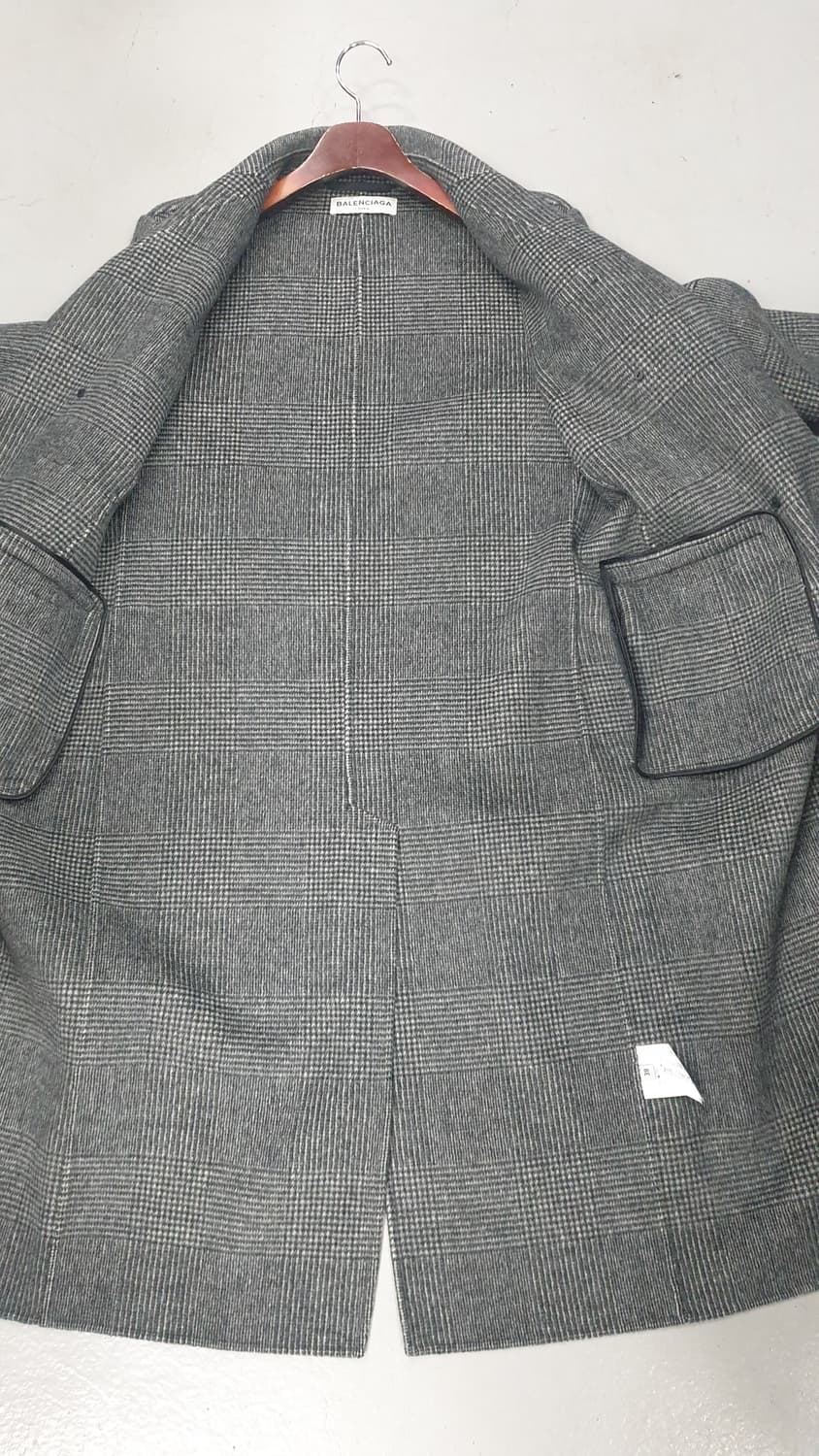 발렌시아가 체크 더블 롱 코트 38 여성 상품이미지8