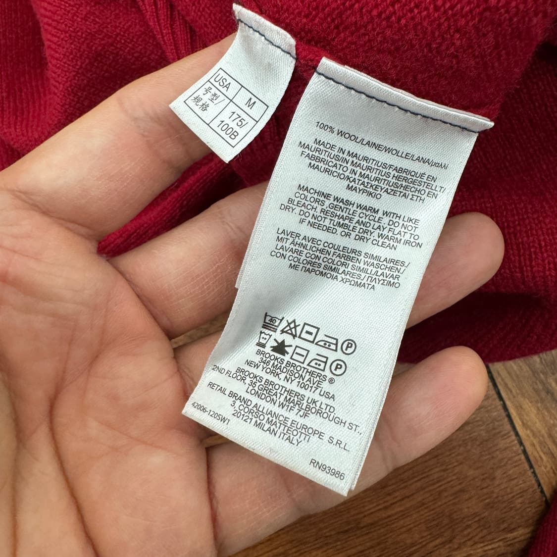 M(100) 브룩스브라더스 레드 베이직 울 니트  상품이미지4