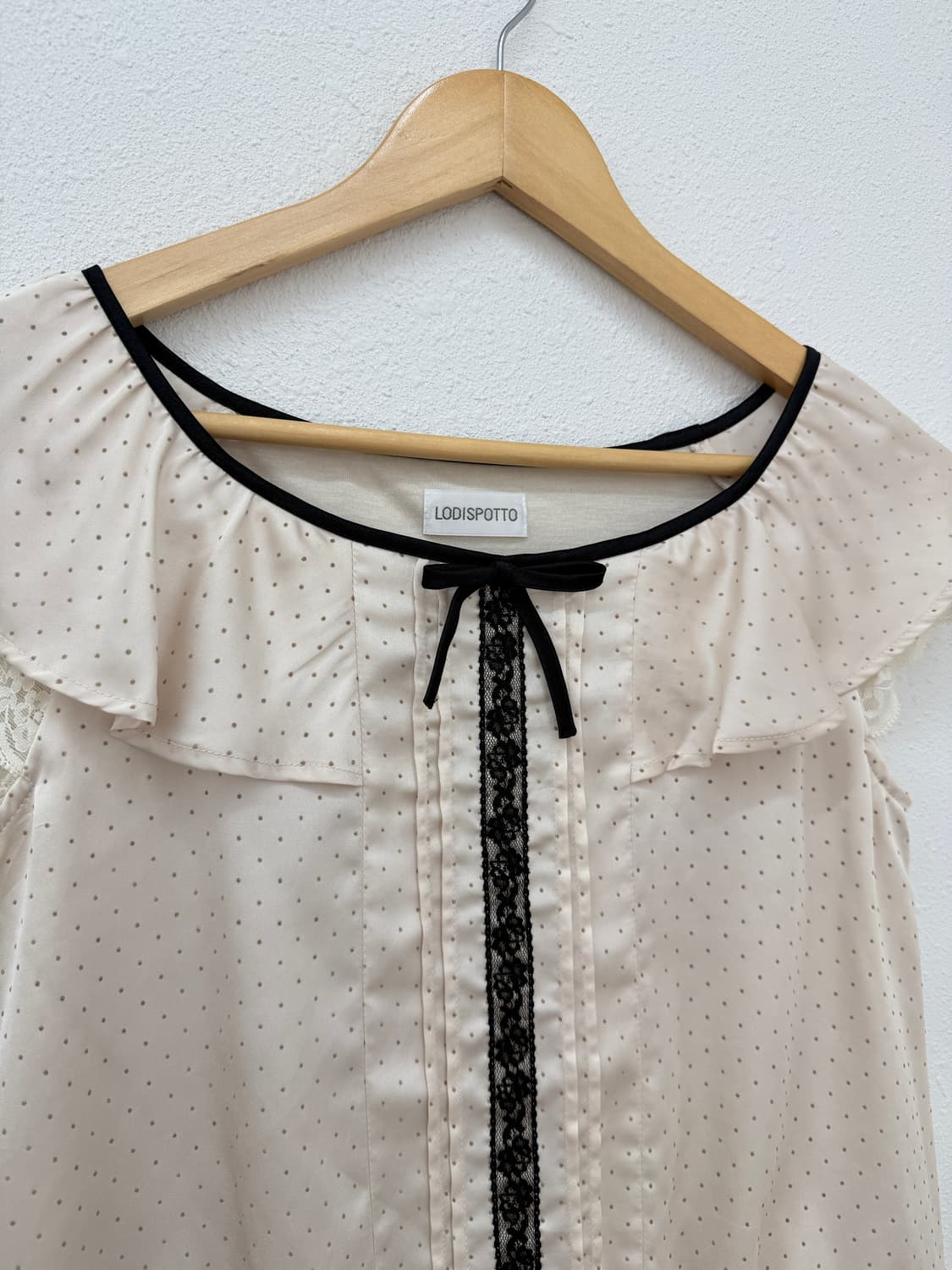 빈티지 LODISPOTTO 도트 리본 프릴 블라우스 상품이미지4