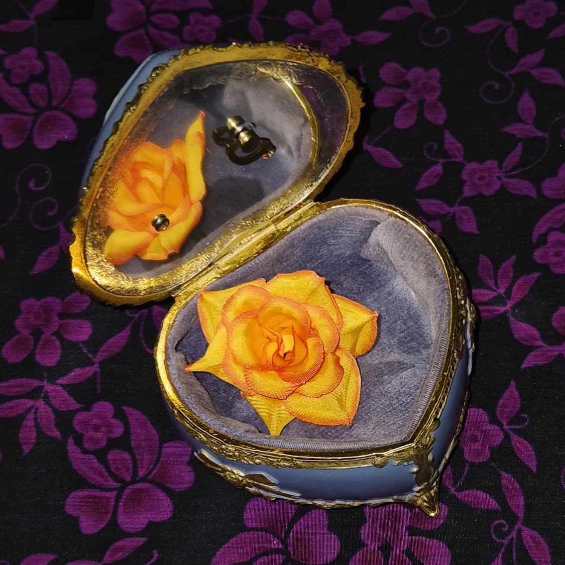 80s 산쿄 엔틱 카메오 하트 오르골 보석함 상품이미지9