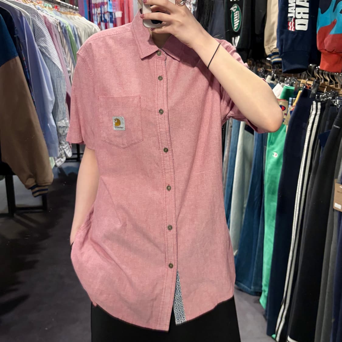 [IM] Carhartt 칼하트 반팔 워크 셔츠 핑크 상품이미지3