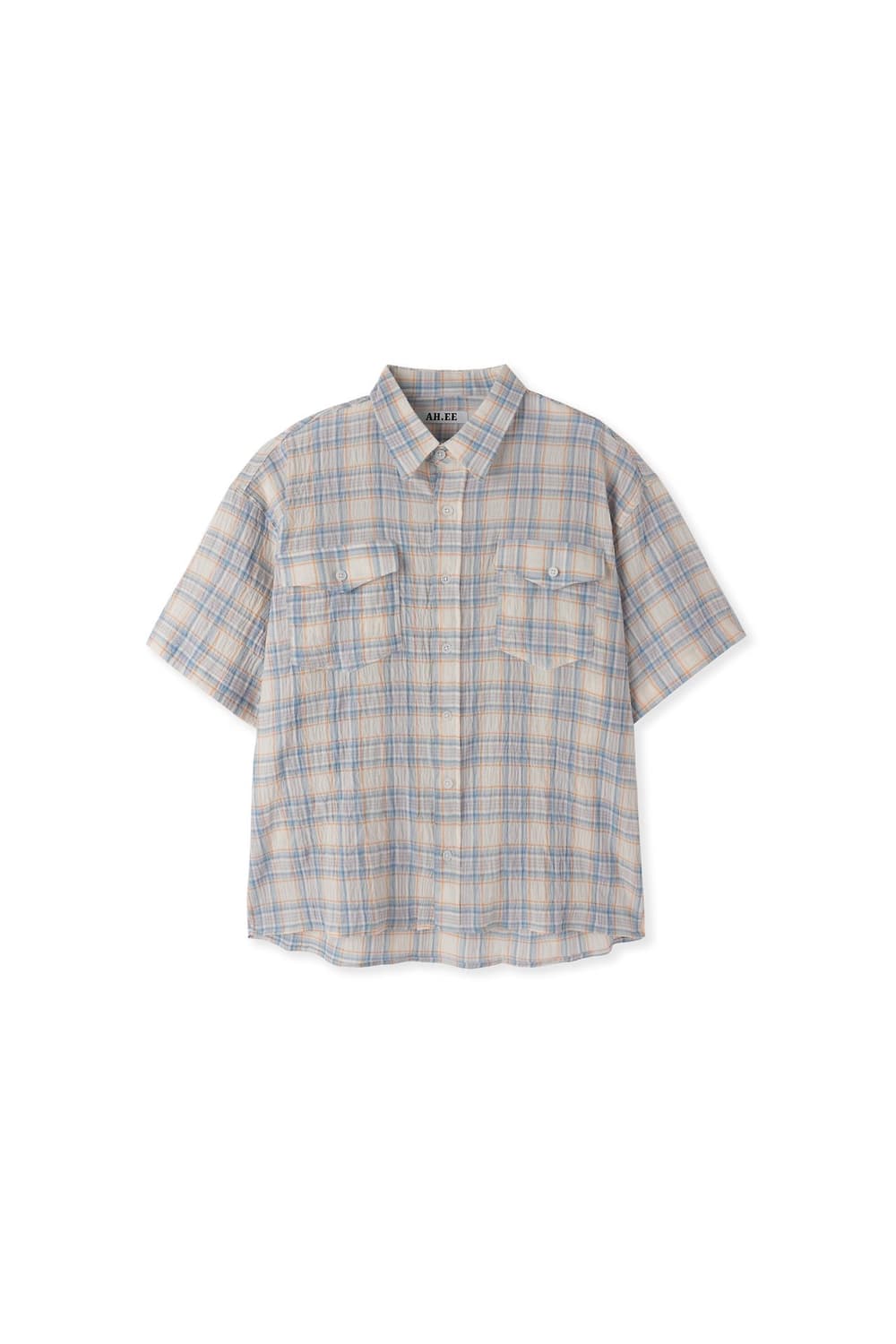 양포켓 크롭 체크 반팔셔츠(Unisex) 상품이미지6