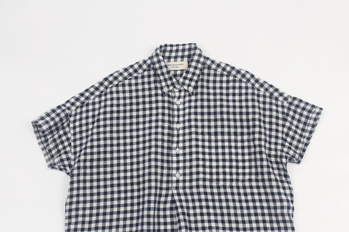 BEAMS BOY Gingham Check Linen Pullover S 상품이미지2