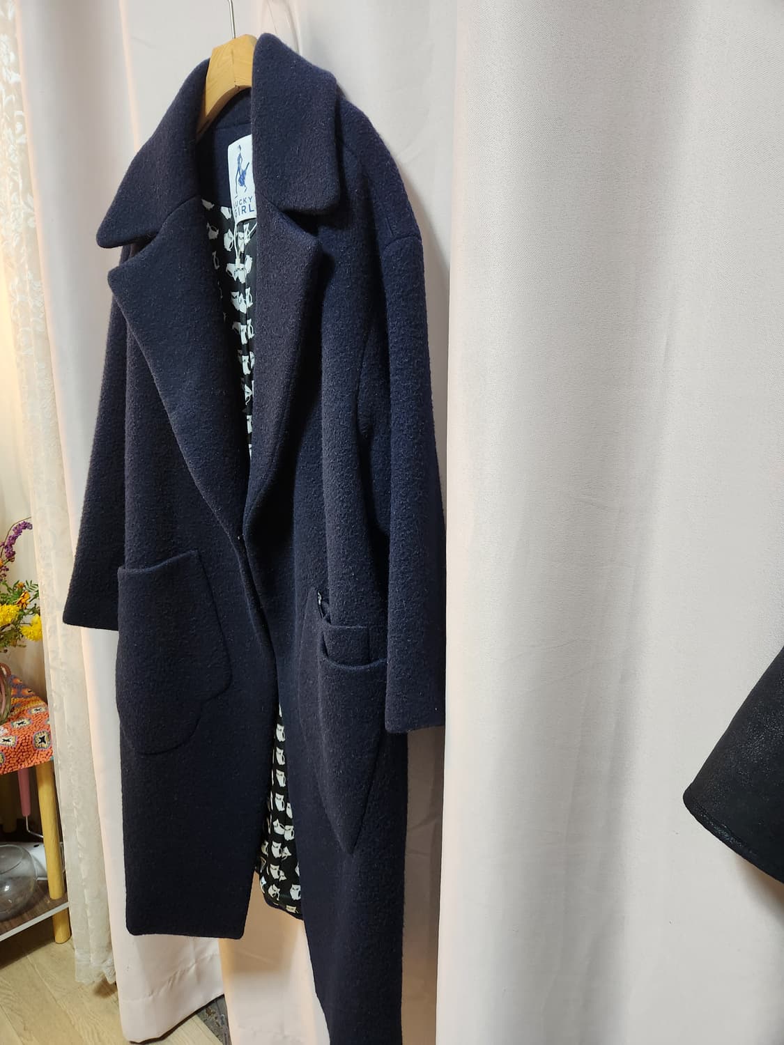 LUCKY GIRL 네이비알파카 모직 혼방 코트 상품이미지2