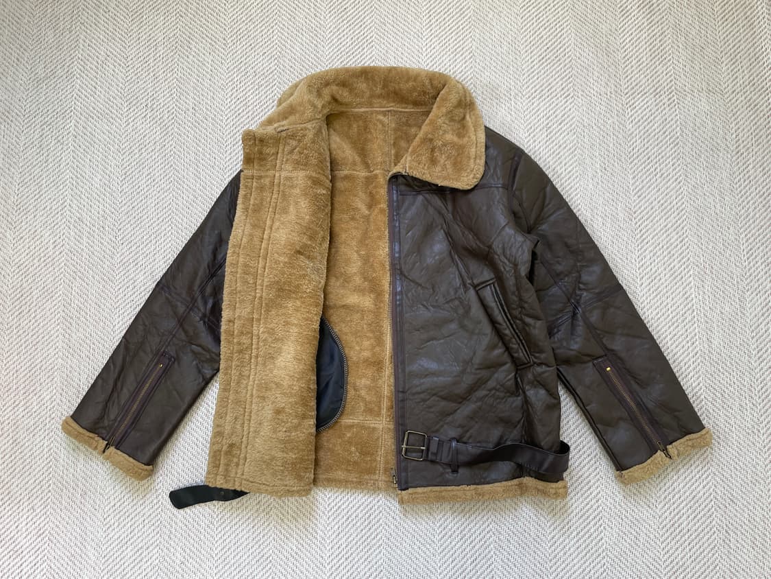 빈티지 B-3 시어링 레더 벨티드 자켓  J03964 상품이미지4