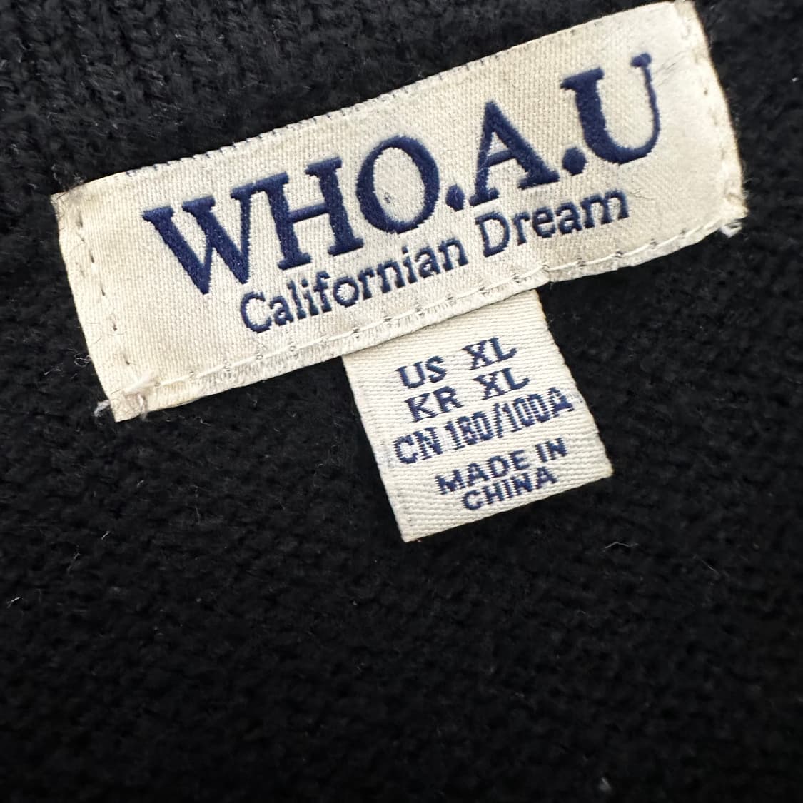 WHO.A.U 후아유 곰돌이 자수 가디건 블랙 XL 상품이미지3