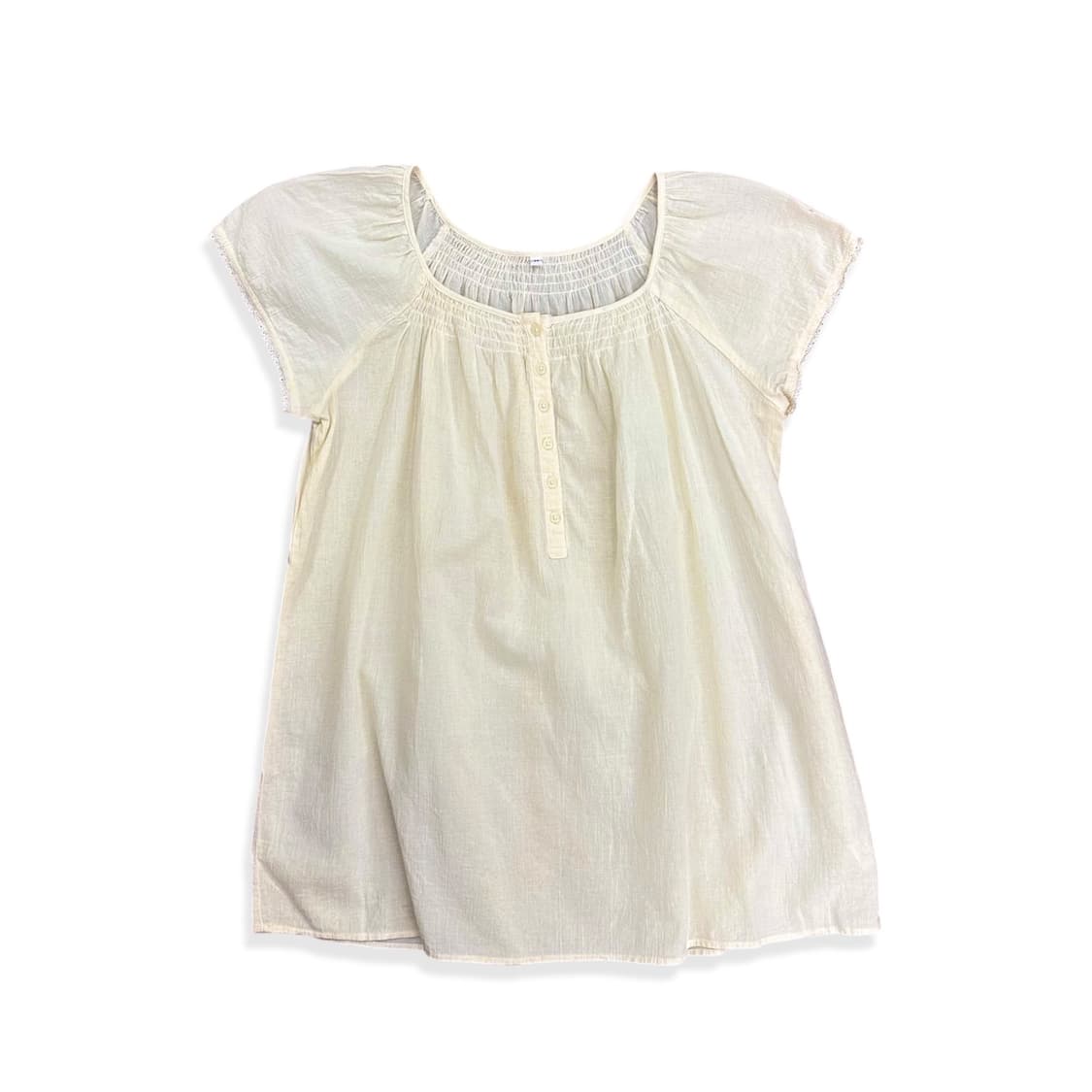 Button Detail Puff Cap Ivory Top 상품이미지2