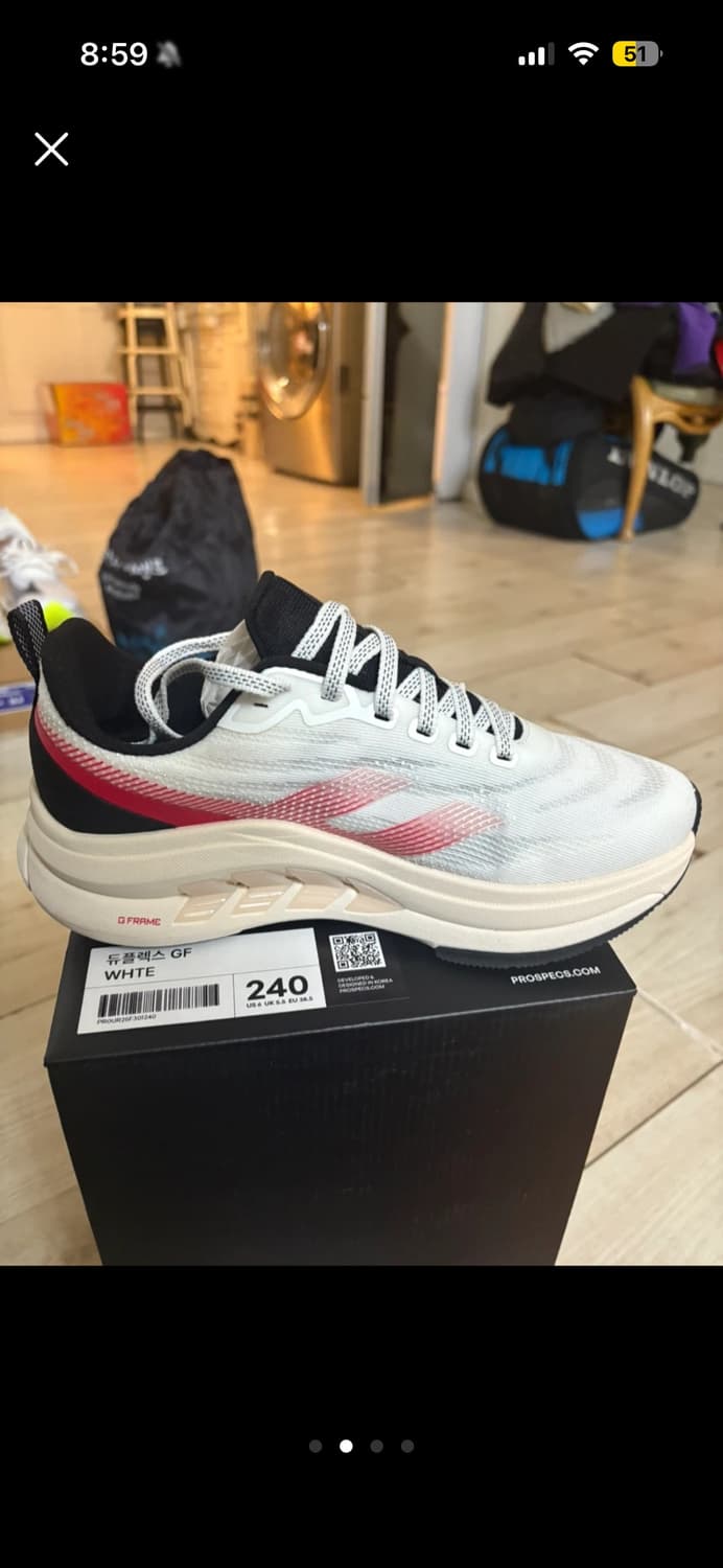 프로스펙스 런닝화 흰/빨 240 신상품 상품이미지2