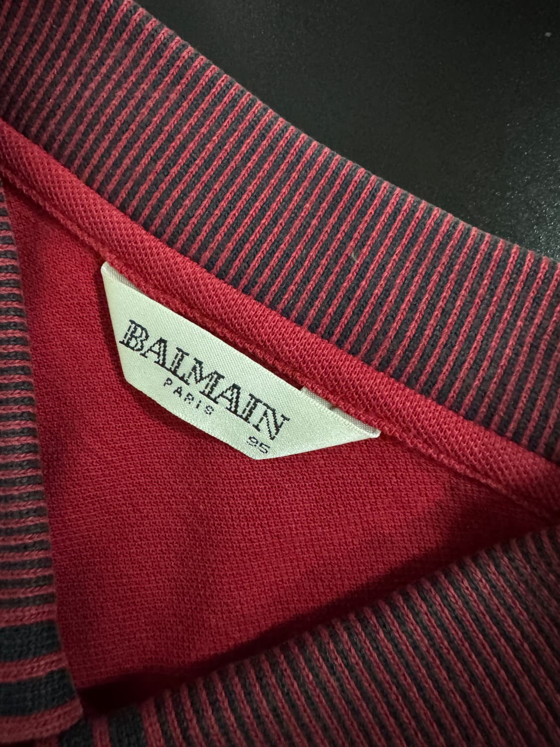 정품 발망 Balmain 긴팔 카라티 M 레드 상품이미지3