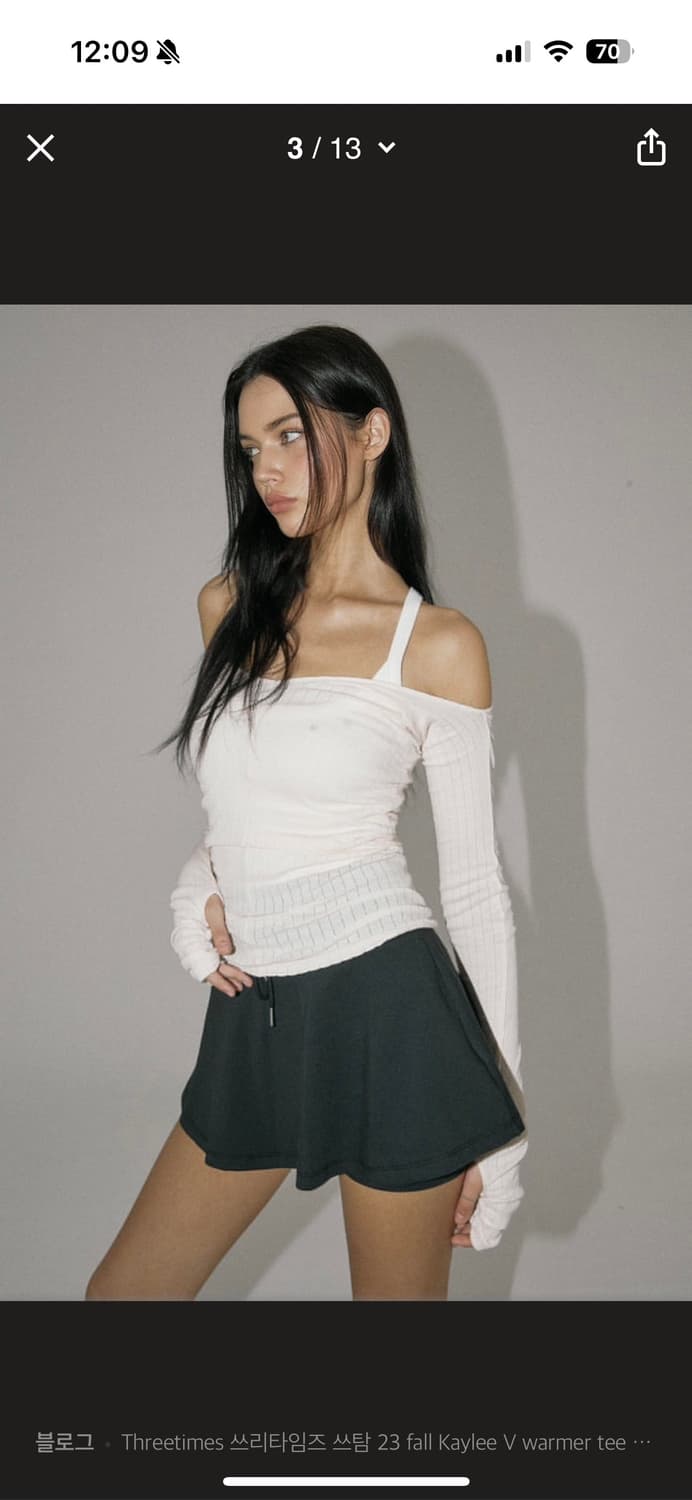 쓰리타임즈 v넥탑 화이트 상품이미지2