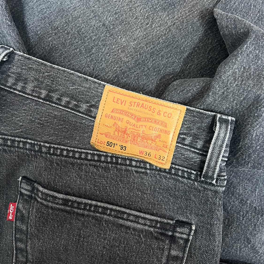 리바이스 프리미엄 501 93 흑청 데님 팬츠 36 상품이미지4