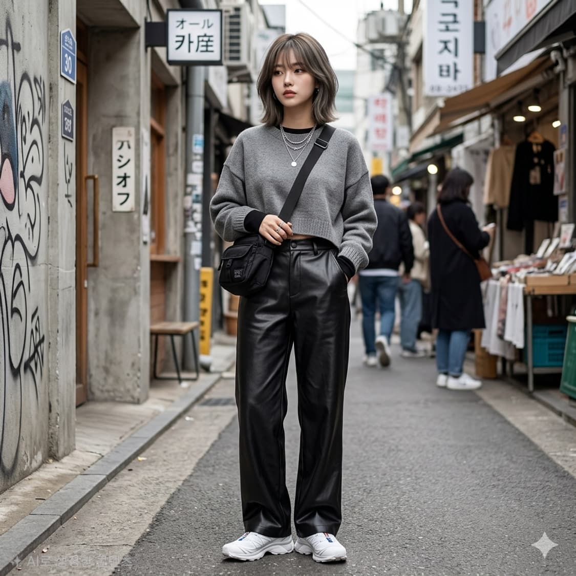 스페로네(SPERONE) 페이크 레더 와이드 팬츠 상품이미지1